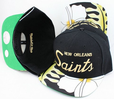 New Orleans Saints Flower Bill Snapback Hat JT11